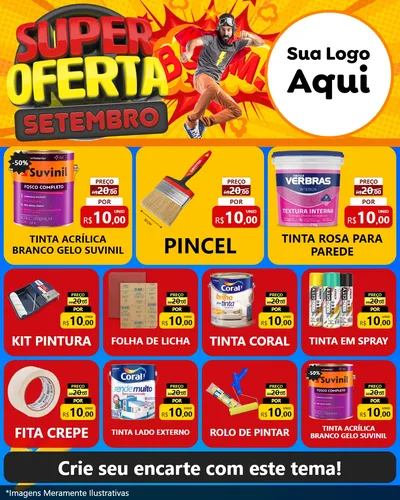 Modelo de Rede Social para Feed Instagram com o tema Super Oferta Setembro para Tintas e Ferramentas