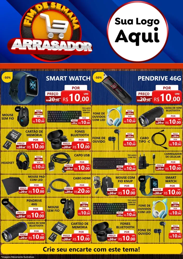 Modelo de Encarte para Encarte A4 Vertical com o tema Fim De Semana Arrasador para Informática