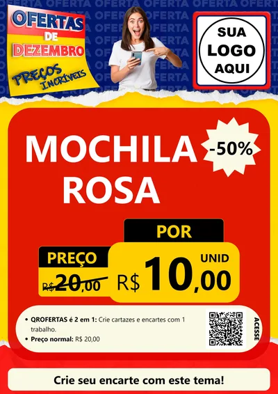 Modelo de Cartaz para Cartaz A4 Vertical com o tema Ofertas de Dezembro - Preços Incríveis para Papelaria