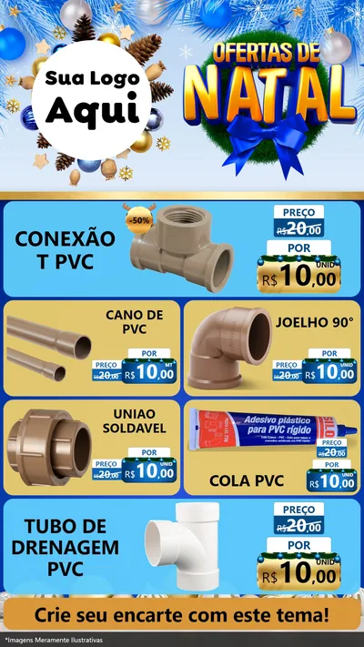 Modelo de TV para TV Vertical com o tema Ofertas de Natal para Tubos e conexões