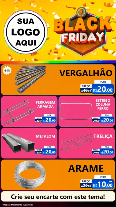 Modelo de TV para TV Vertical com o tema Black Friday para Ferragens