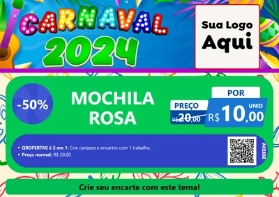 Modelo de Cartaz para Cartaz A4 Horizontal com o tema Carnaval 2027 para Papelaria