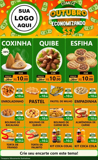 Modelo de Encarte para Encarte Grande com o tema Comece Outubro Economizando para Salgadaria