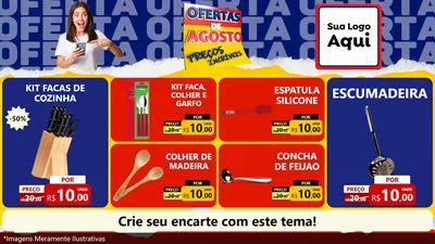 Modelo de TV para TV Horizontal com o tema Ofertas de Agosto - Preços Incríveis para Utilidades Domésticas