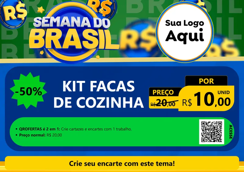 Modelo de Cartaz para Cartaz A4 Horizontal com o tema Semana Do Brasil para Utilidades Domésticas
