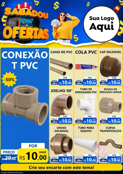 Modelo de Encarte para Encarte A4 Vertical com o tema Sabadou de Ofertas para Tubos e conexões