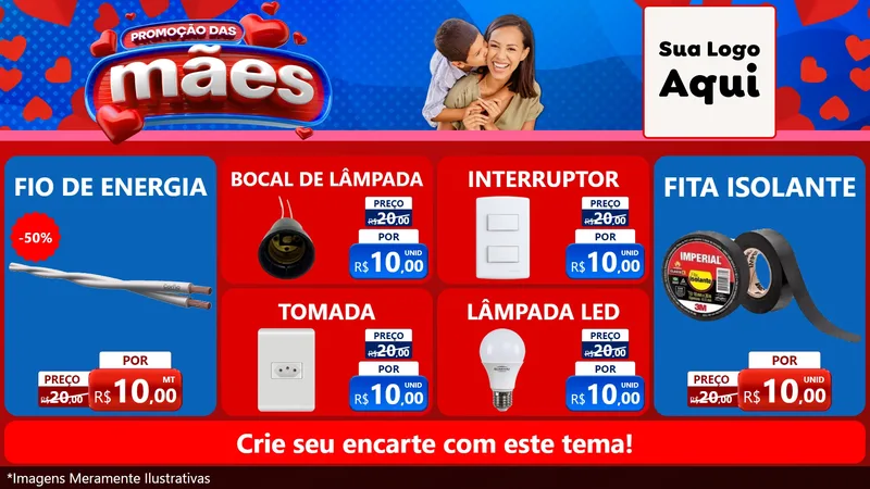 Modelo de TV para TV Horizontal com o tema Promoção das Mães para Materiais Elétricos