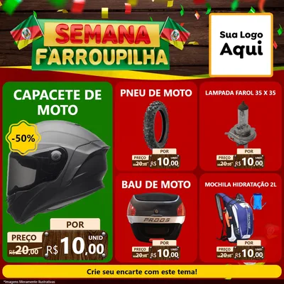 Modelo de Rede Social para Feed Facebook com o tema Semana Farroupilha para Moto peças