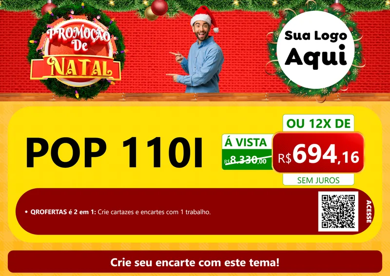 Modelo de Cartaz para Cartaz A4 Horizontal com o tema Promoção de Natal para Concessionaria de Motos