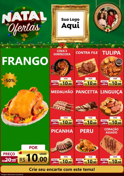 Modelo de Encarte para Encarte A4 Vertical com o tema Natal de Ofertas para Assados