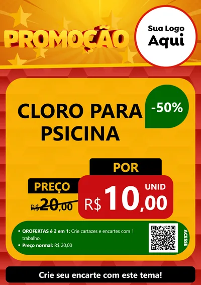 Modelo de Cartaz para Cartaz A4 Vertical com o tema Promoção para Produtos para Piscina