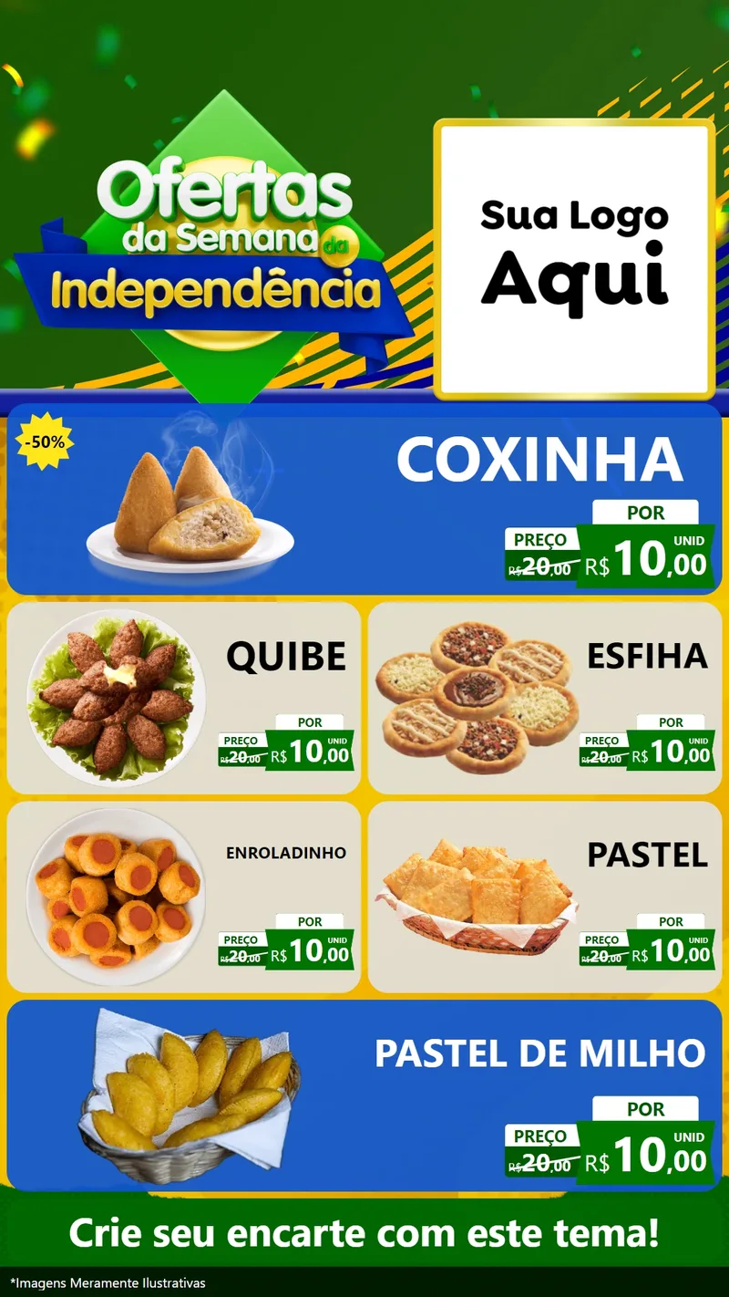 Modelo de TV para TV Vertical com o tema Ofertas da Semana da Independência para Salgadaria