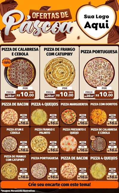 Modelo de Encarte para Encarte Grande com o tema Ofertas de Páscoa para Pizzaria