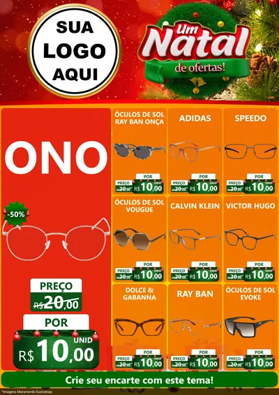 Modelo de Encarte para Encarte A4 Vertical com o tema Um Natal de Ofertas para Óticas