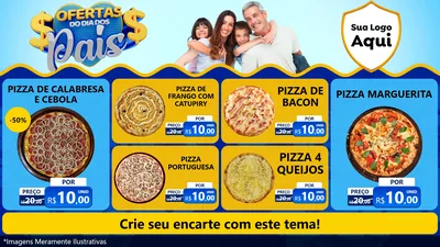 Modelo de TV para TV Horizontal com o tema Ofertas do Dia dos Pais para Pizzaria