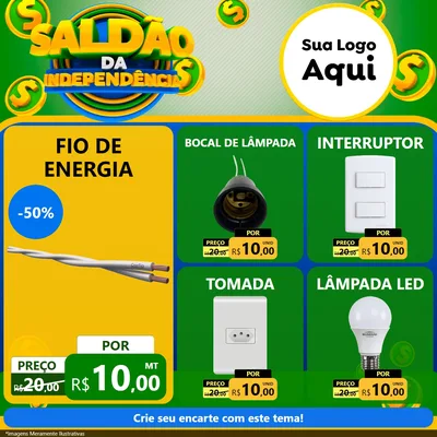 Modelo de Rede Social para Feed Facebook com o tema Saldão da Indepêndencia para Materiais Elétricos