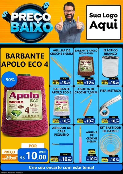 Modelo de Encarte para Encarte A4 Vertical com o tema Preço Baixo para Armarinho e Aviamentos