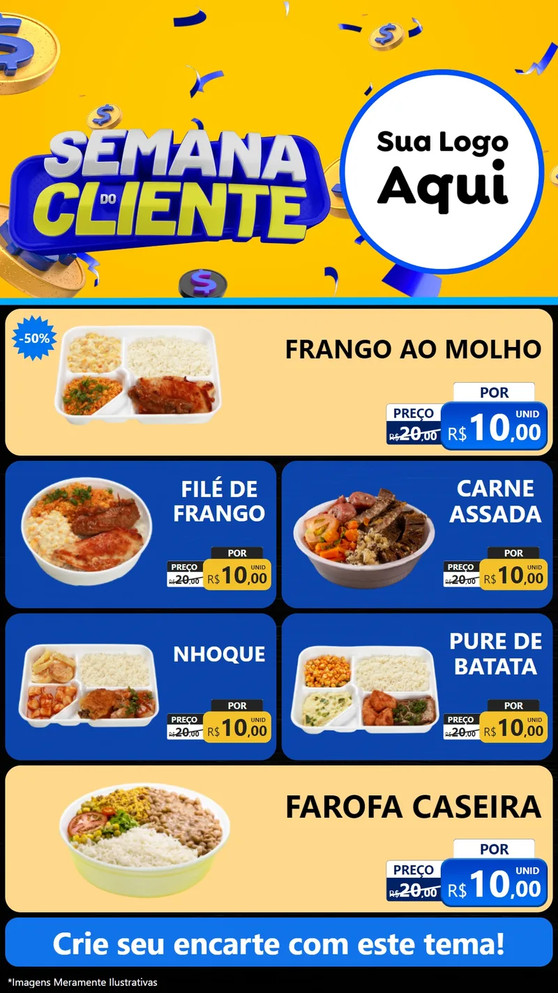 Modelo de TV para TV Vertical com o tema Semana do Cliente para Restaurante