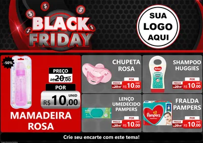 Modelo de Encarte para Encarte A4 Horizontal com o tema Black Friday para Bebês