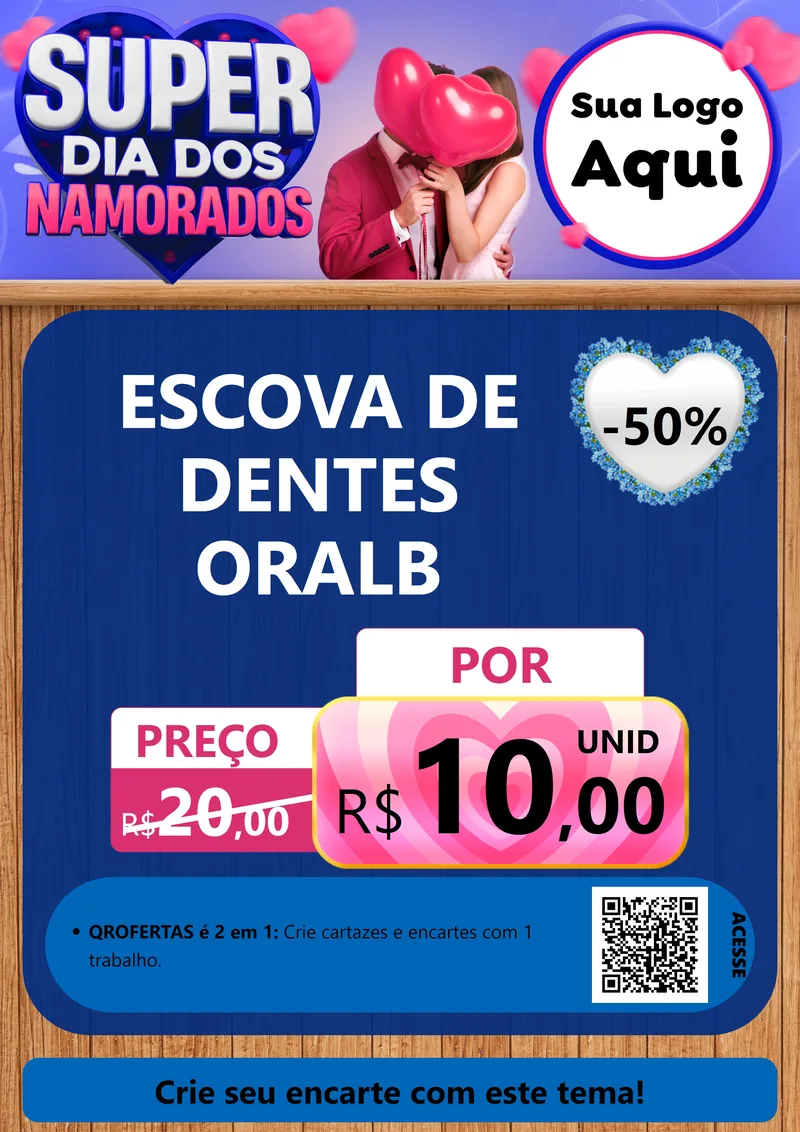 Modelo de Cartaz para Cartaz A4 Vertical com o tema Super Dia dos Namorados para Higiene Pessoal