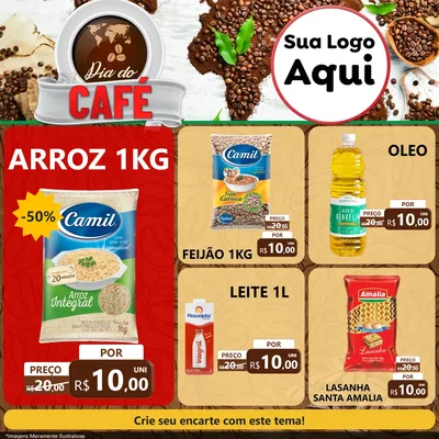 Modelo de Rede Social para Feed Facebook com o tema Dia do Café para Supermercado