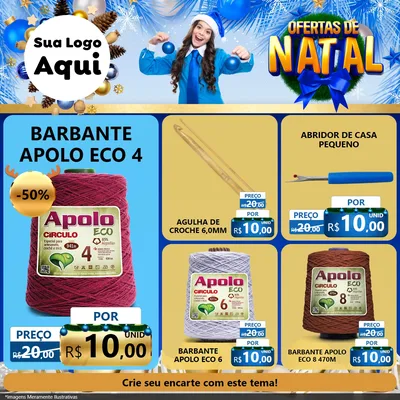 Modelo de Rede Social para Feed Facebook com o tema Ofertas de Natal para Armarinho e Aviamentos