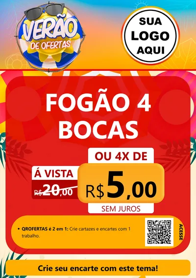 Modelo de Cartaz para Cartaz A4 Vertical com o tema Verão de Ofertas para Móveis e Eletro