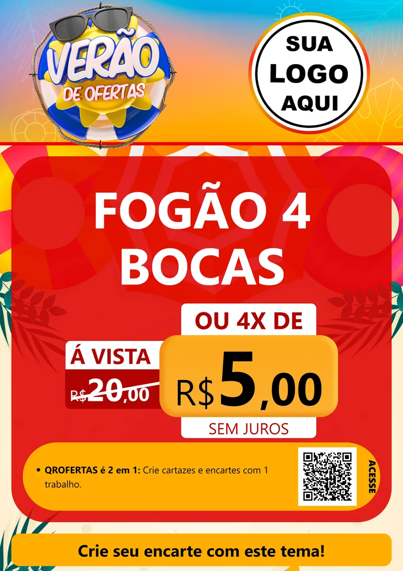 Modelo de Cartaz para Cartaz A4 Vertical com o tema Verão de Ofertas para Móveis e Eletro