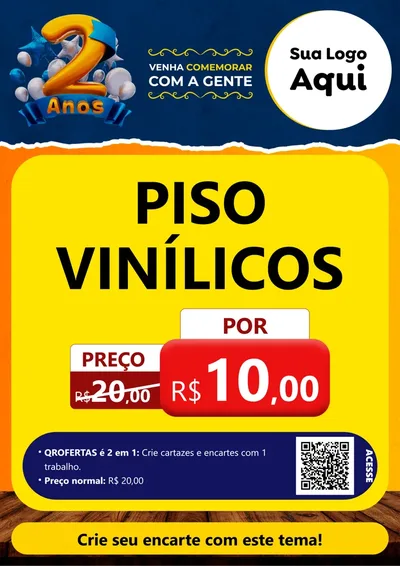 Modelo de Cartaz para Cartaz A4 Vertical com o tema Aniversário de 2 anos para Material para Construção