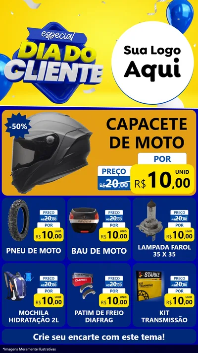 Modelo de Rede Social para Stories com o tema Especial Dia do Cliente para Moto peças