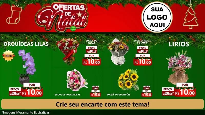 Modelo de TV para TV Horizontal com o tema Ofertas de Natal para Floricultura e jardim