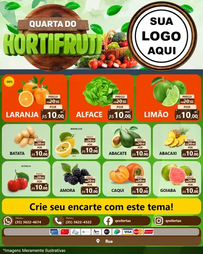 Modelo de Rede Social para Feed Instagram com o tema Quarta do Hortifruti para Hortifrúti