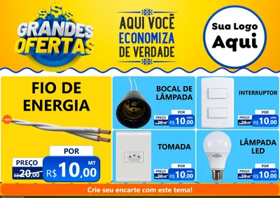 Modelo de Encarte para Encarte A4 Horizontal com o tema Grandes Ofertas para Materiais Elétricos