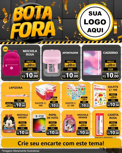 Modelo de Rede Social para Feed Instagram com o tema Bota Fora para Papelaria