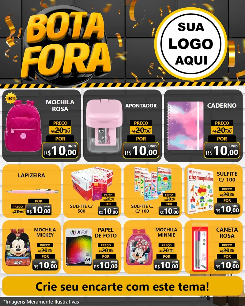 Modelo de Rede Social para Feed Instagram com o tema Bota Fora para Papelaria