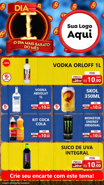 Modelo de TV para TV Vertical com o tema Dia I - O Dia Mais Barato Do Mês para Distribuidora de bebidas