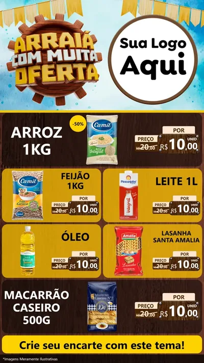 Modelo de TV para TV Vertical com o tema Ofertas de São João - Junina para Supermercado