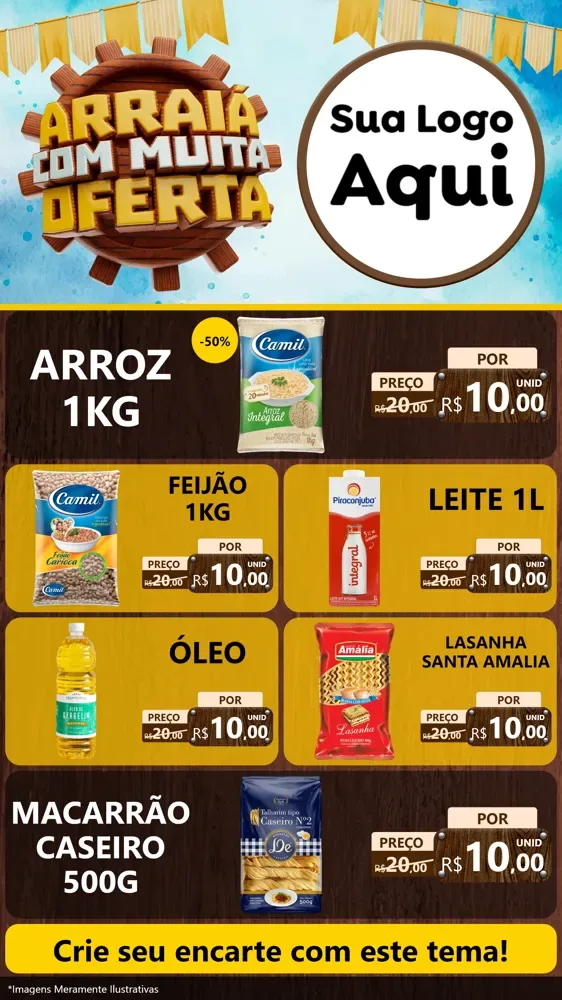 Modelo de TV para TV Vertical com o tema Ofertas de São João - Junina para Supermercado