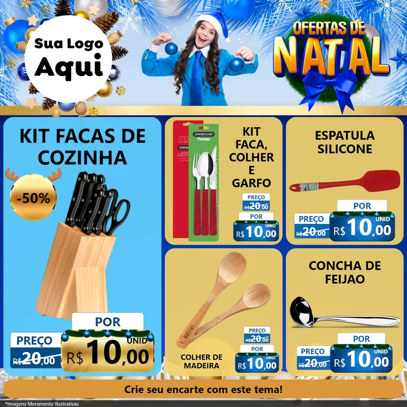 Modelo de Rede Social para Feed Facebook com o tema Ofertas de Natal para Utilidades Domésticas