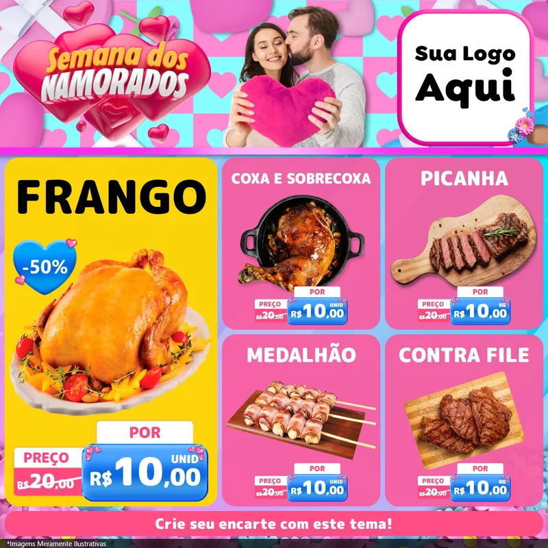 Modelo de Rede Social para Feed Facebook com o tema Semana dos Namorados para Assados
