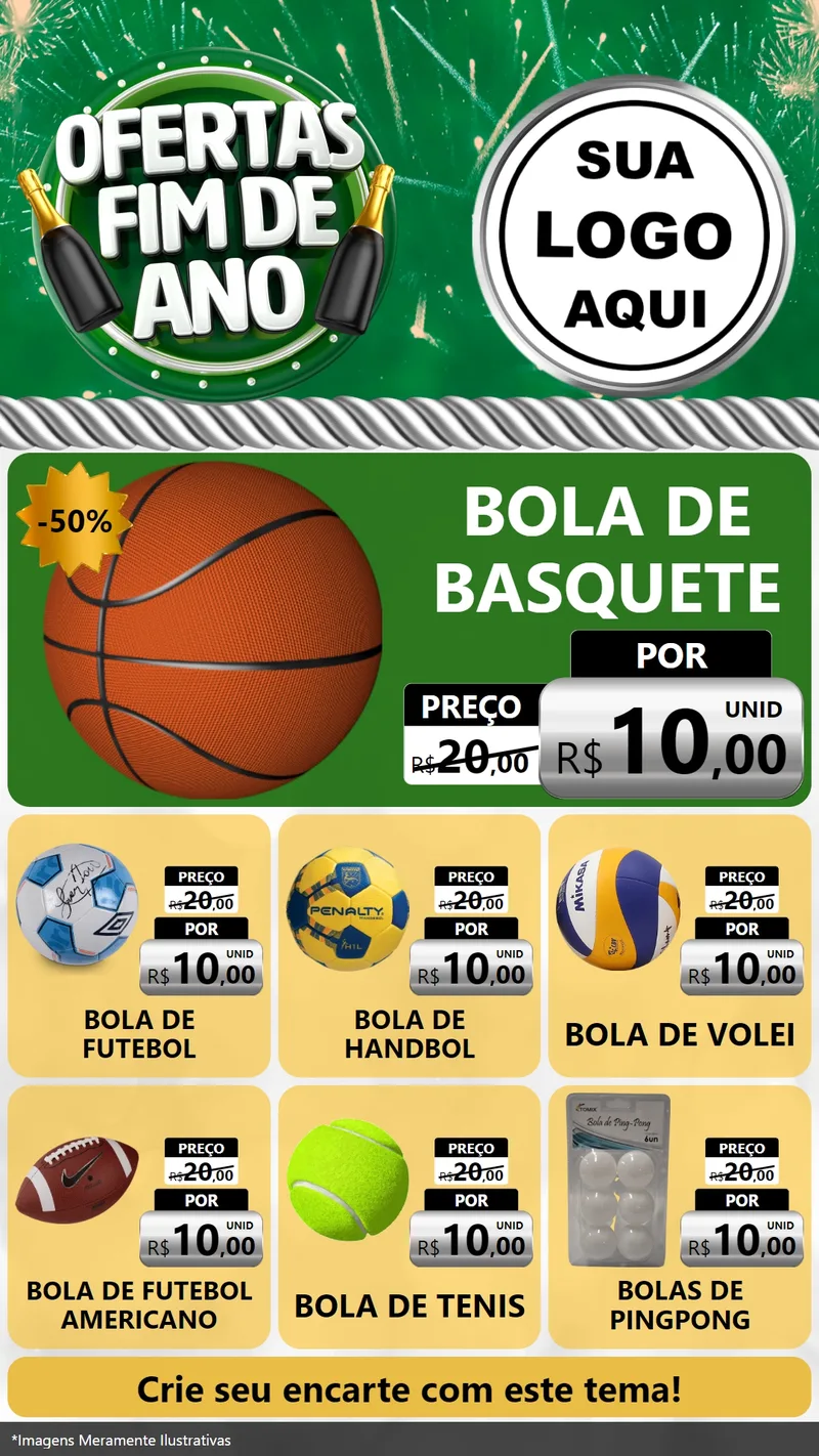 Modelo de Rede Social para Stories com o tema Ofertas Fim de Ano para Artigos Esportivos