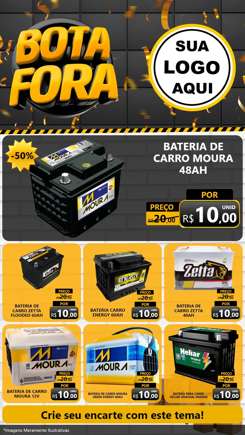 Modelo de Rede Social para Stories com o tema Bota Fora para Baterias Elétricas
