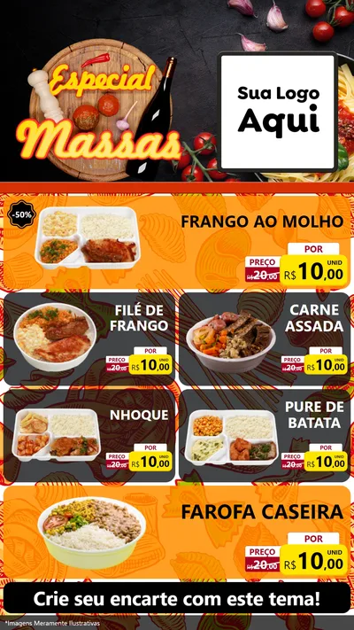Modelo de TV para TV Vertical com o tema Especial Massas para Restaurante