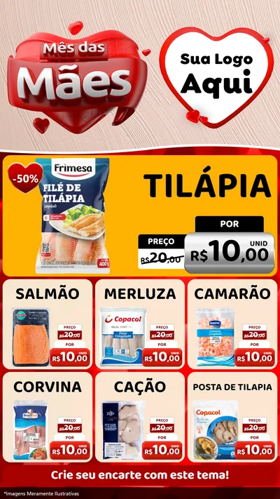 Modelo de Rede Social para Stories com o tema Mês das Mães para Peixaria