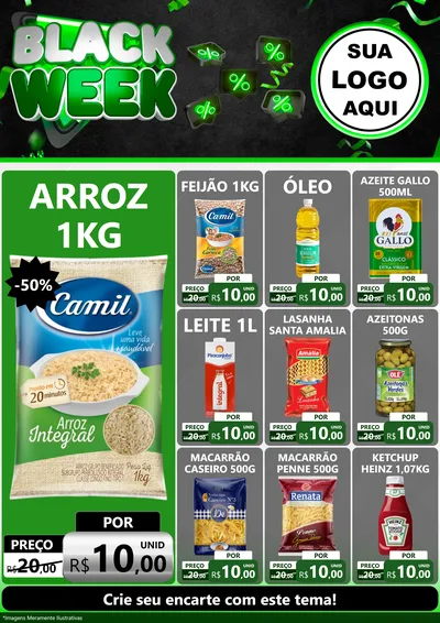 Modelo de Encarte para Encarte A4 Vertical com o tema Black Week para Supermercado