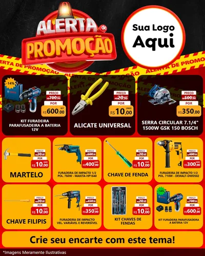 Modelo de Rede Social para Feed Instagram com o tema Alerta de Promoção para Maquinas e Ferramentas