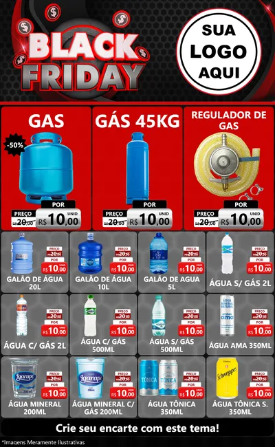 Modelo de Encarte para Encarte Grande com o tema Black Friday para Água e gás