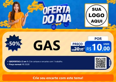 Modelo de Cartaz para Cartaz A4 Horizontal com o tema Oferta do Dia para Água e gás