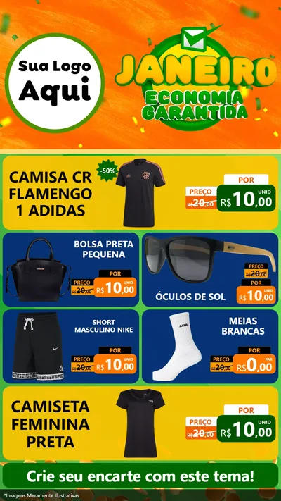 Modelo de TV para TV Vertical com o tema Janeiro - Economia Garantida para Roupas e acessórios