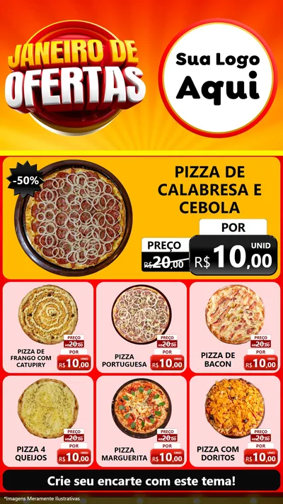 Modelo de Rede Social para Stories com o tema Janeiro de Ofertas para Pizzaria